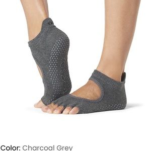 Toesox Half Toe Bellarina Grip Socks Size Medium Grey Barre Pilates Yoga EUC